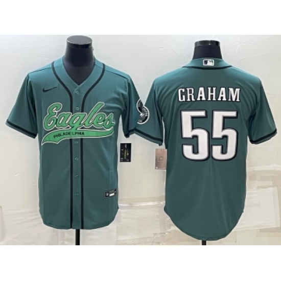 Men's Philadelphia Eagles #55 Brandon Graham Green With Cool Base Stitched Baseball Jersey - Ujersey