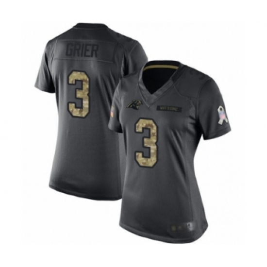 Women's Carolina Panthers #3 Will Grier Limited Black 2016 Salute to Service Football Jersey - Ujersey