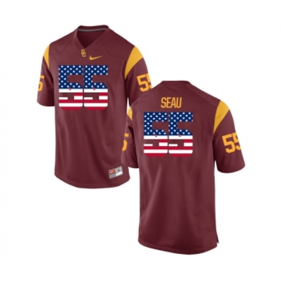 USC Trojans 55 Trojans Seau Red USA Flag College Football Jersey - Ujersey