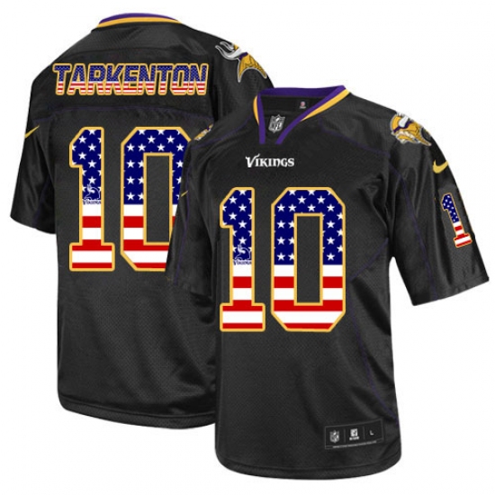 Men's Nike Minnesota Vikings #10 Fran Tarkenton Elite Black USA Flag Fashion NFL Jersey - Ujersey