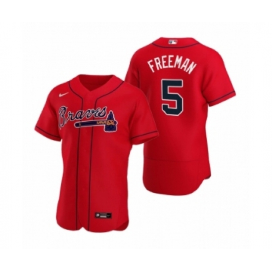 Men's Atlanta Braves #5 Freddie Freeman Nike Red Authentic 2020 Alternate Jersey - Ujersey