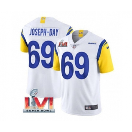 Men's Los Angeles Rams #69 Sebastian Joseph-Day White 2022 Super Bowl LVI Vapor Limited Stitched Jersey - Ujersey
