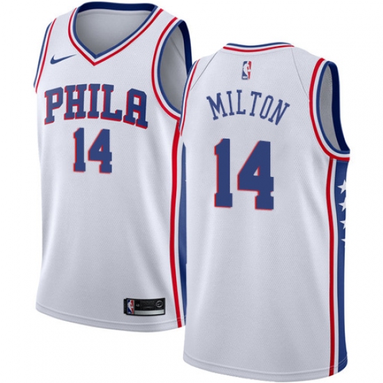 Women's Nike Philadelphia 76ers #14 Shake Milton Swingman White NBA Jersey - Association Edition - Ujersey