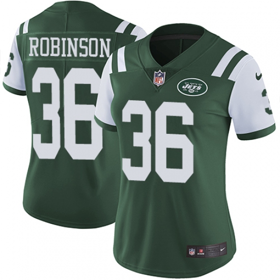 Women's Nike New York Jets #36 Rashard Robinson Green Team Color Vapor Untouchable Elite Player NFL Jersey - Ujersey