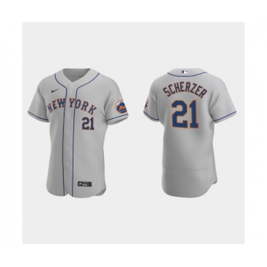 Men's New York Mets #21 Max Scherzer Gray Flex Base Stitched Jersey - Ujersey