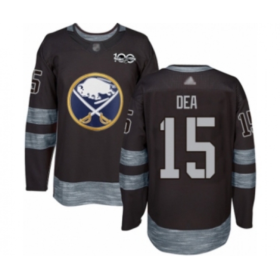 Men's Buffalo Sabres #15 Jean-Sebastien Dea Authentic Black 1917-2017 100th Anniversary Hockey Jersey - Ujersey