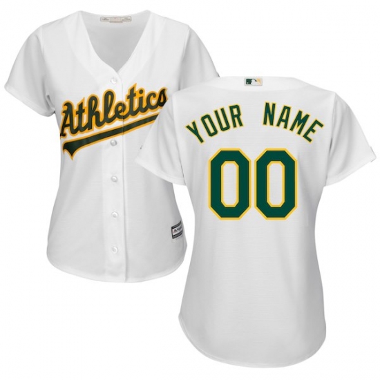 Women's Oakland Athletics Majestic White Home Cool Base Custom Jersey - Ujersey
