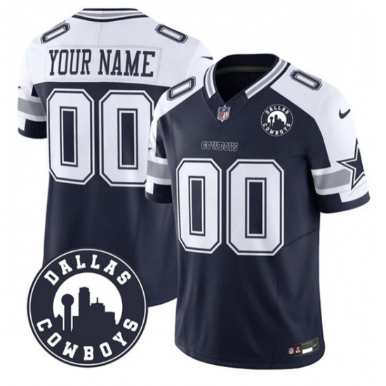 Men's Dallas Cowboys Active Player Custom White Navy Alternate 2025 F.U.S.E Dallas City Patch Vapor Untouchable Limited Football Stitched Game Jersey - Ujersey