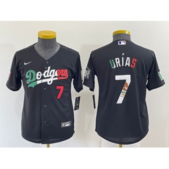 Youth Los Angeles Dodgers #7 Julio Urias Black Mexico Number 2020 World Series Cool Base Nike Jersey - Ujersey