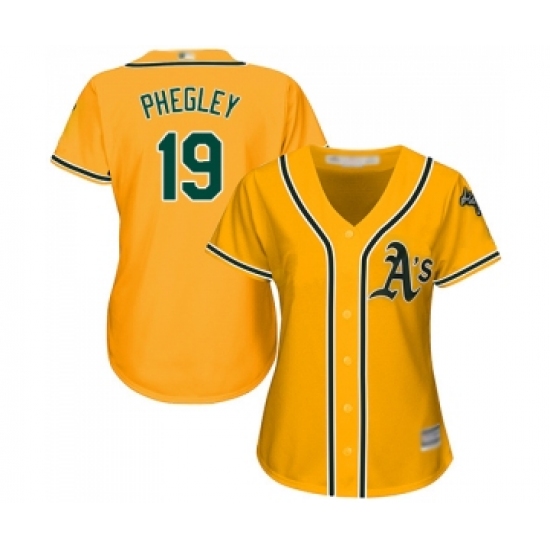 Women's Oakland Athletics #19 Josh Phegley Authentic Gold Alternate 2 Cool Base Baseball Jersey - Ujersey