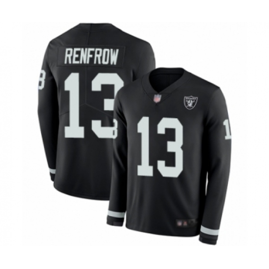 Youth Oakland Raiders #13 Hunter Renfrow Limited Black Therma Long Sleeve Football Jersey