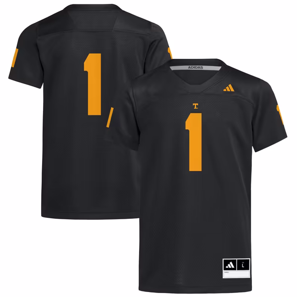 Youth adidas #1 Black Tennessee Volunteers Replica Football Jersey