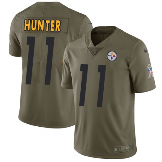 Men's Nike Pittsburgh Steelers #11 Justin Hunter Limited Olive 2017 Salute to Service NFL Jersey - Ujersey