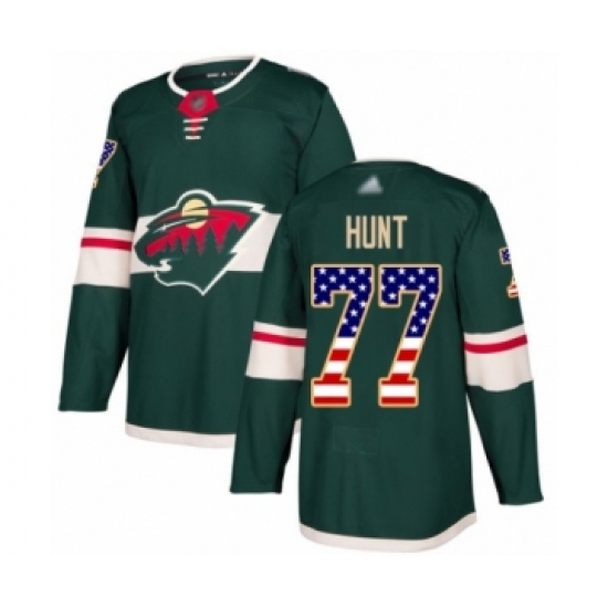Youth Minnesota Wild #77 Brad Hunt Authentic Green USA Flag Fashion Hockey Jersey - Ujersey