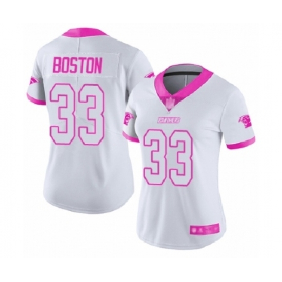 Women's Carolina Panthers #33 Tre Boston Limited White Pink Rush Fashion Football Jersey - Ujersey