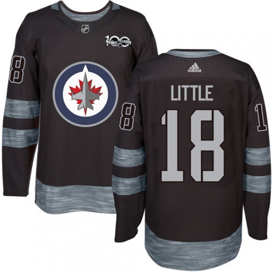 Men's Adidas Winnipeg Jets #18 Bryan Little Authentic Black 1917-2017 100th Anniversary NHL Jersey