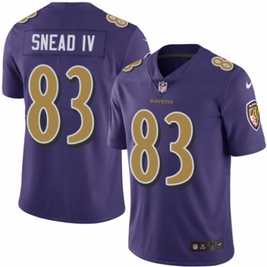 Youth Nike Baltimore Ravens #83 Willie Snead IV Limited Purple Rush Vapor Untouchable NFL Jersey - Ujersey