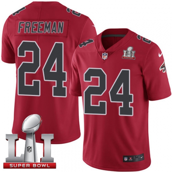 Men's Nike Atlanta Falcons #24 Devonta Freeman Limited Red Rush Super Bowl LI 51 NFL Jersey - Ujersey
