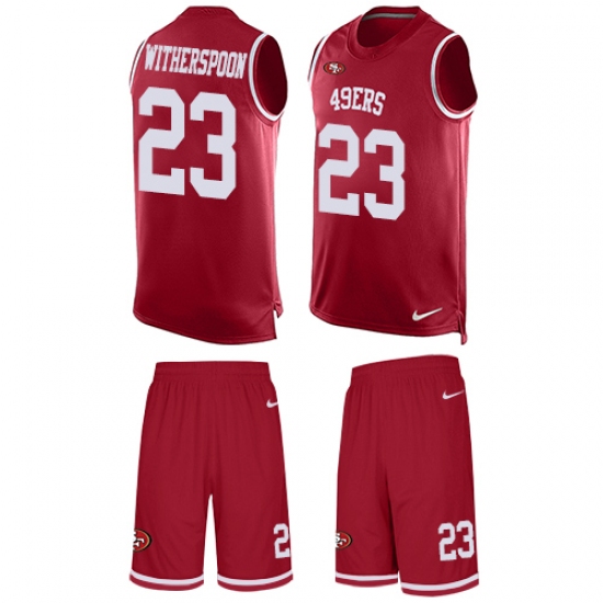 Men's Nike San Francisco 49ers #23 Ahkello Witherspoon Limited Red Tank Top Suit NFL Jersey - Ujersey