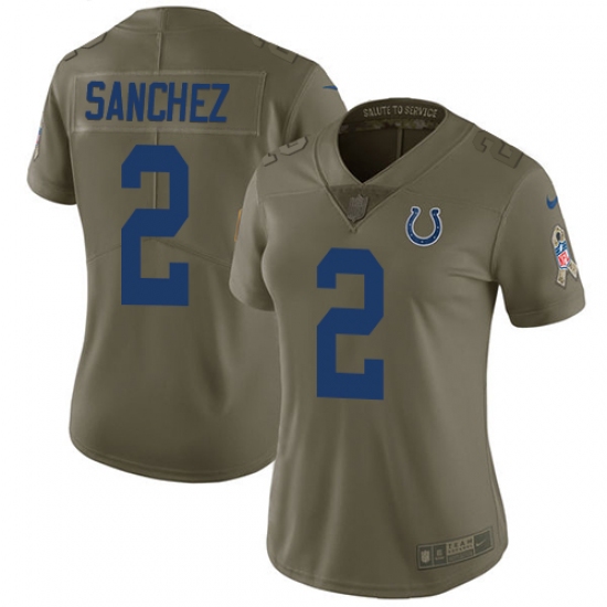 Women's Nike Indianapolis Colts #2 Rigoberto Sanchez Limited Olive 2017 Salute to Service NFL Jersey - Ujersey