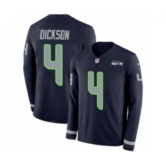 Youth Nike Seattle Seahawks #4 Michael Dickson Limited Navy Blue Therma Long Sleeve NFL Jersey - Ujersey