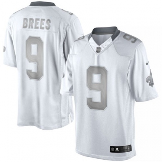 Men's Nike New Orleans Saints #9 Drew Brees Limited White Platinum NFL Jersey - Ujersey