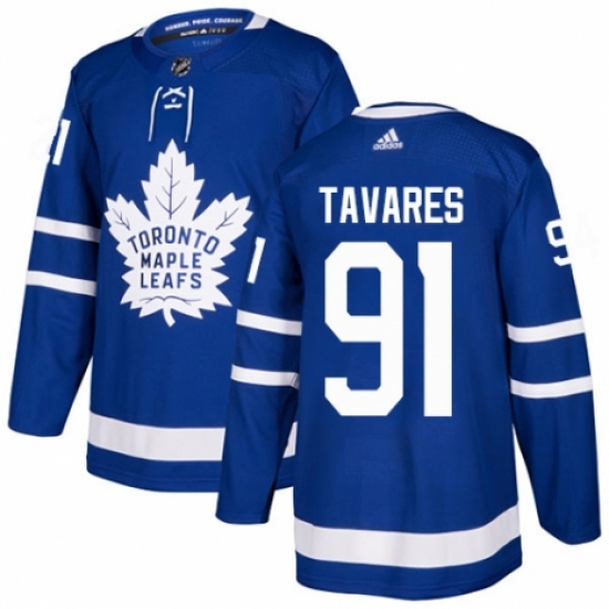 Men's Adidas Toronto Maple Leafs #91 John Tavares Premier Royal Blue Home NHL Jersey - Ujersey