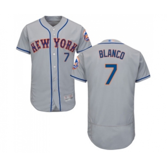 Men's New York Mets #7 Gregor Blanco Grey Road Flex Base Authentic Collection Baseball Jersey - Ujersey
