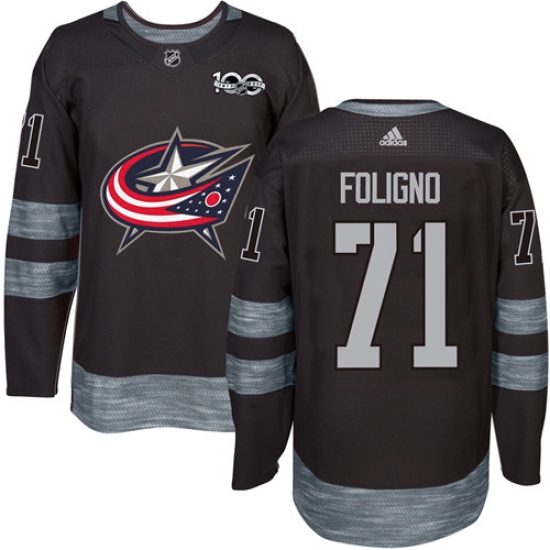 Men's Adidas Columbus Blue Jackets #71 Nick Foligno Premier Black 1917-2017 100th Anniversary NHL Jersey - Ujersey