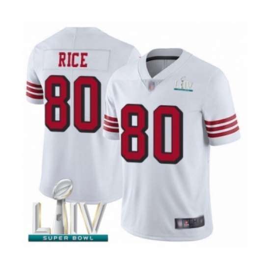 Youth San Francisco 49ers #80 Jerry Rice Limited White Rush Vapor Untouchable Super Bowl LIV Bound Football Jersey - Ujersey