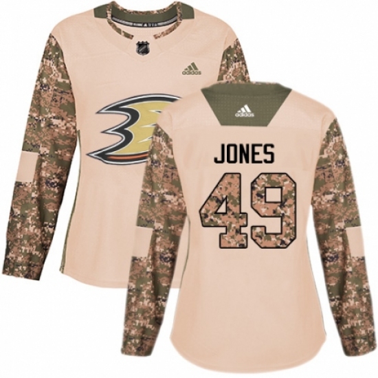 Women's Adidas Anaheim Ducks #49 Max Jones Authentic Camo Veterans Day Practice NHL Jersey - Ujersey
