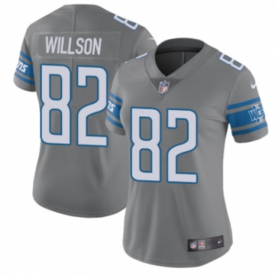 Women's Nike Detroit Lions #82 Luke Willson Limited Steel Rush Vapor Untouchable NFL Jersey - Ujersey
