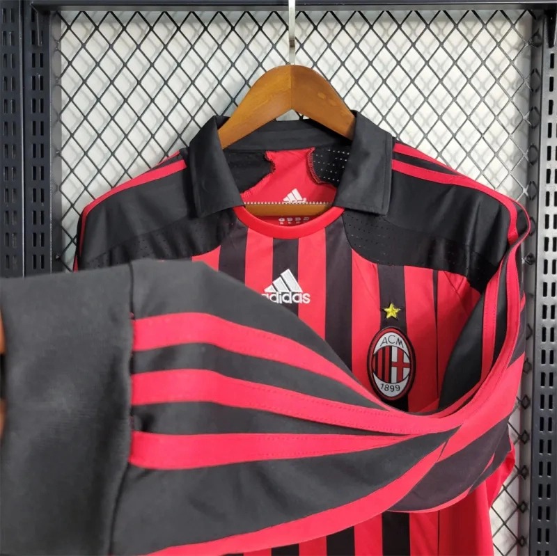 AC Milan Retro Soccer Jersey Home Long Sleeve Custom Shirt 2007/08 - Ujersey