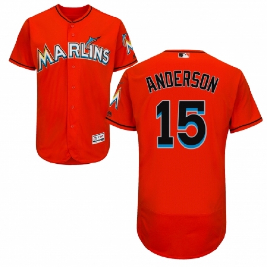 Men's Majestic Miami Marlins #15 Brian Anderson Orange Alternate Flex Base Authentic Collection MLB Jersey - Ujersey