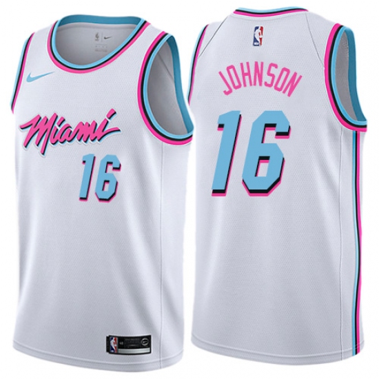 Youth Nike Miami Heat #16 James Johnson Swingman White NBA Jersey - City Edition - Ujersey
