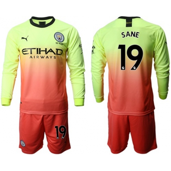 Manchester City #19 Sane Third Long Sleeves Soccer Club Jersey