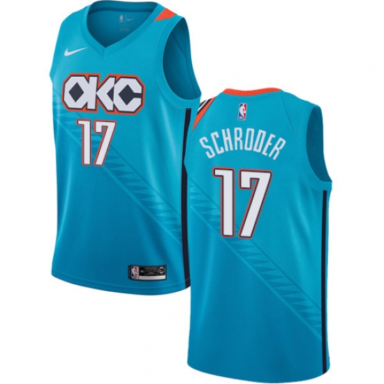 Men's Nike Oklahoma City Thunder #17 Dennis Schroder Swingman Turquoise NBA Jersey - City Edition - Ujersey