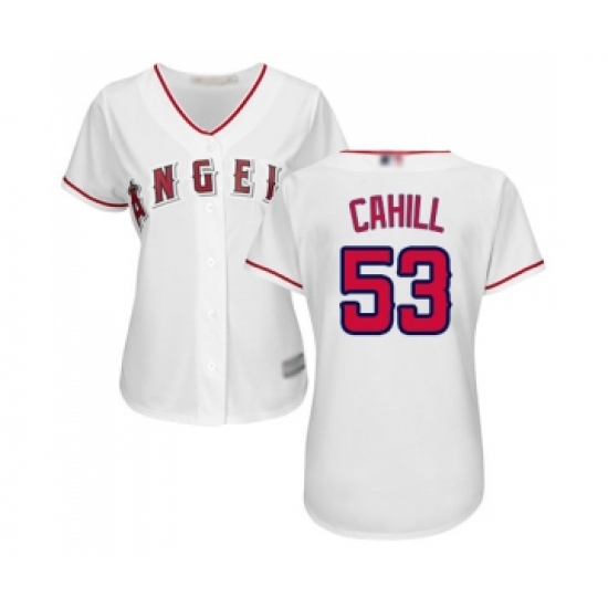 Women's Los Angeles Angels of Anaheim #53 Trevor Cahill Replica White Home Cool Base Baseball Jersey - Ujersey