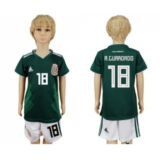 Mexico #18 A.Guardado Home Kid Soccer Country Jersey