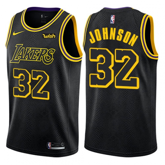 Women's Nike Los Angeles Lakers #32 Magic Johnson Swingman Black NBA Jersey - City Edition - Ujersey