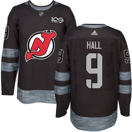 Men's Adidas New Jersey Devils #9 Taylor Hall Authentic Black 1917-2017 100th Anniversary NHL Jersey - Ujersey