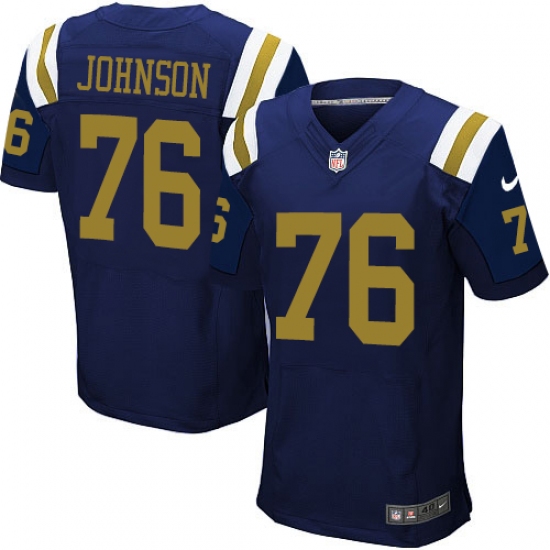 Men's Nike New York Jets #76 Wesley Johnson Elite Navy Blue Alternate NFL Jersey - Ujersey