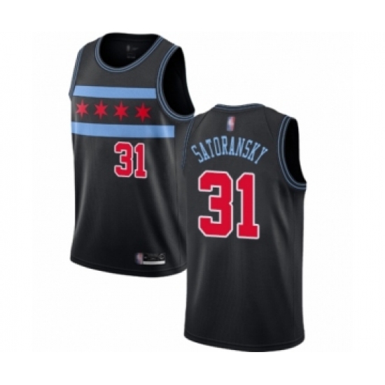 Men's Chicago Bulls #31 Tomas Satoransky Authentic Black Basketball Jersey - City Edition - Ujersey