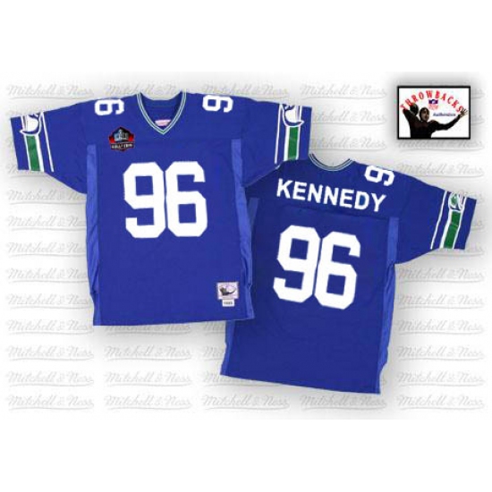 Mitchell And Ness Seattle Seahawks #96 Cortez Kennedy Blue Hall of Fame 2012 Authentic Throwback NFL Jersey - Ujersey