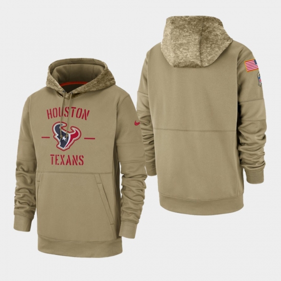 Men's Houston Texans Tan 2019 Salute to Service Sideline Therma Pullover Hoodie - Ujersey