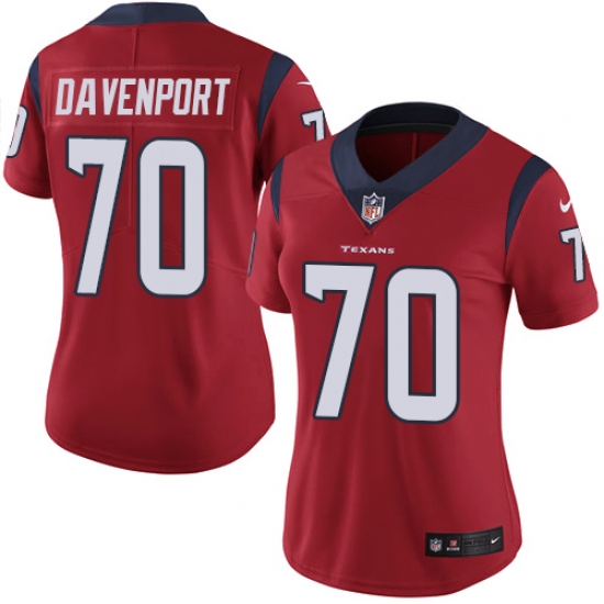 Women's Nike Houston Texans #70 Julien Davenport Limited Red Alternate Vapor Untouchable NFL Jersey - Ujersey
