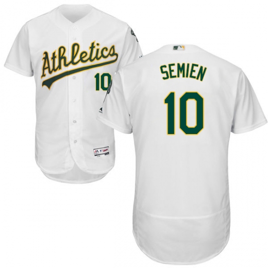 Men's Majestic Oakland Athletics #10 Marcus Semien White Home Flex Base Authentic Collection MLB Jersey - Ujersey