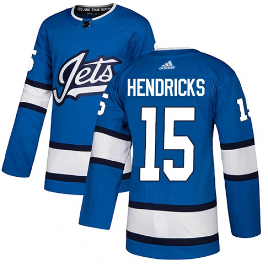 Youth Adidas Winnipeg Jets #15 Matt Hendricks Authentic Blue Alternate NHL Jersey - Ujersey