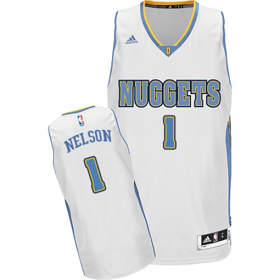 Men's Adidas Denver Nuggets #1 Jameer Nelson Swingman White Home NBA Jersey