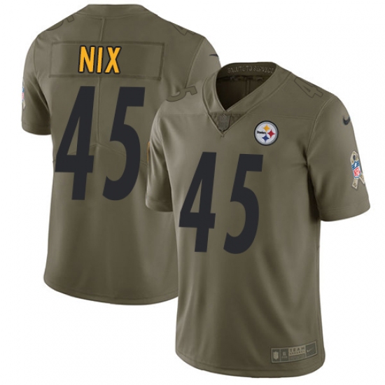 Men's Nike Pittsburgh Steelers #45 Roosevelt Nix Limited Olive 2017 Salute to Service NFL Jersey - Ujersey
